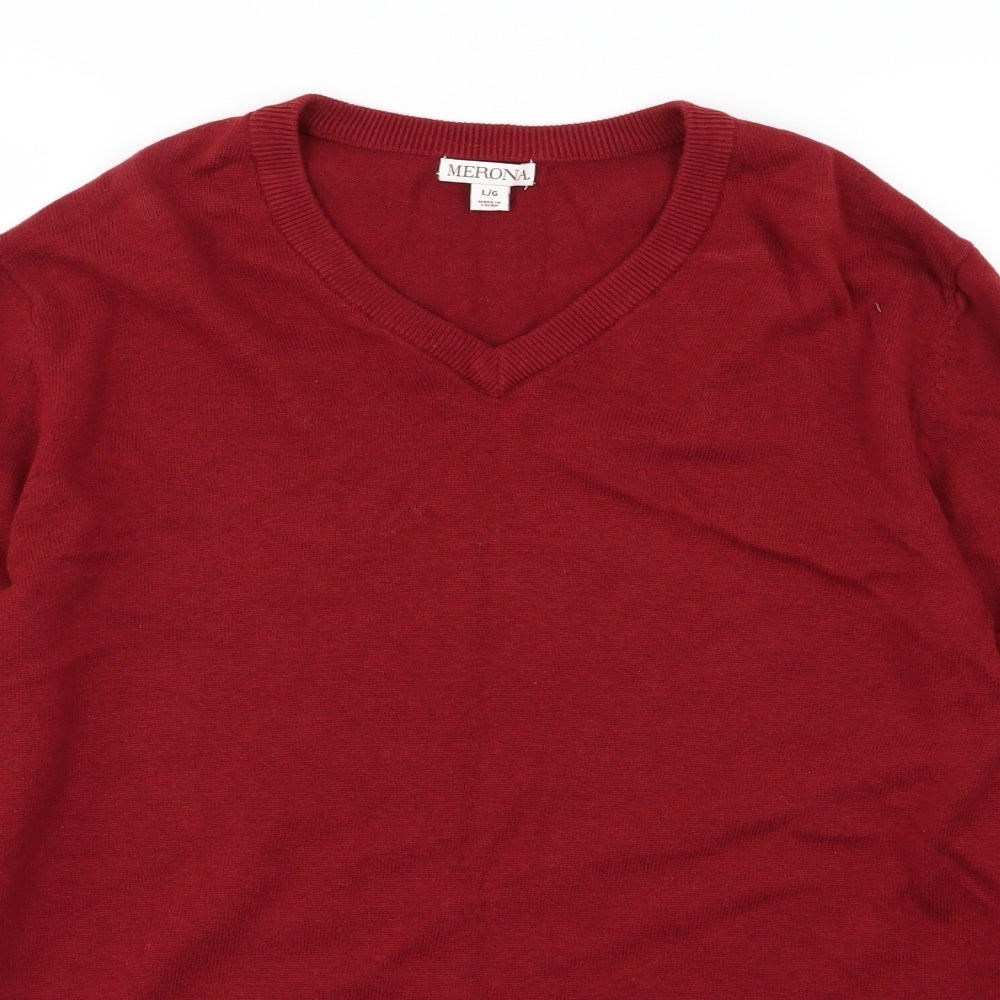 Merona Mens Red  Knit Pullover Jumper Size L