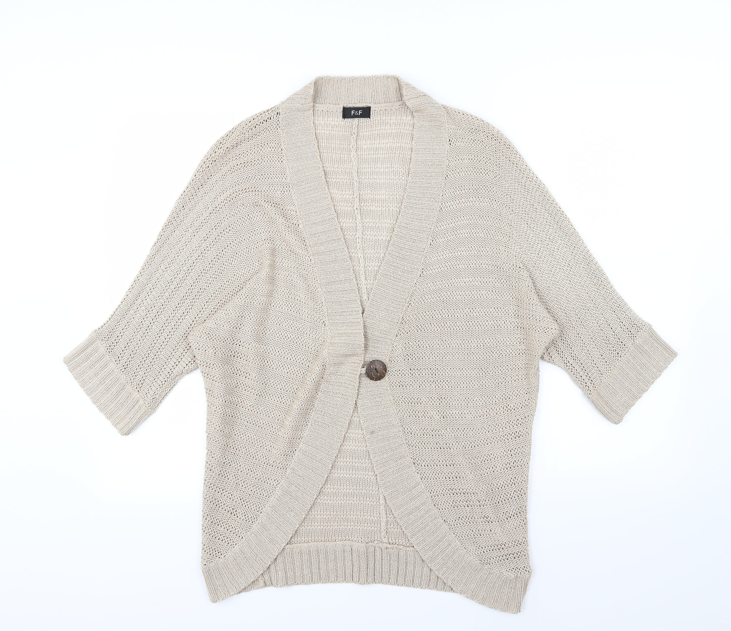 F&F Womens Beige  Knit Cardigan Jumper Size 12