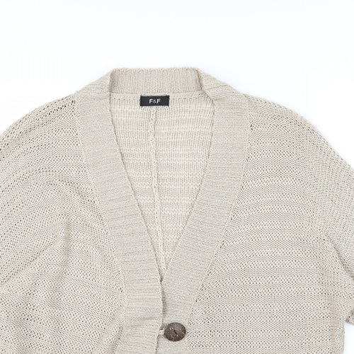 F&F Womens Beige  Knit Cardigan Jumper Size 12