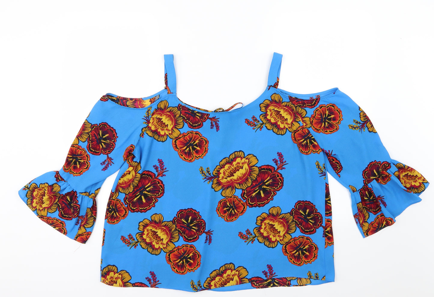 Papaya Womens Blue Floral Chiffon Basic Blouse Size 20