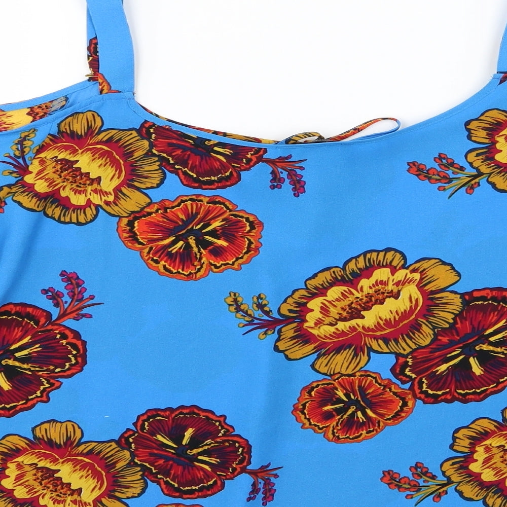 Papaya Womens Blue Floral Chiffon Basic Blouse Size 20