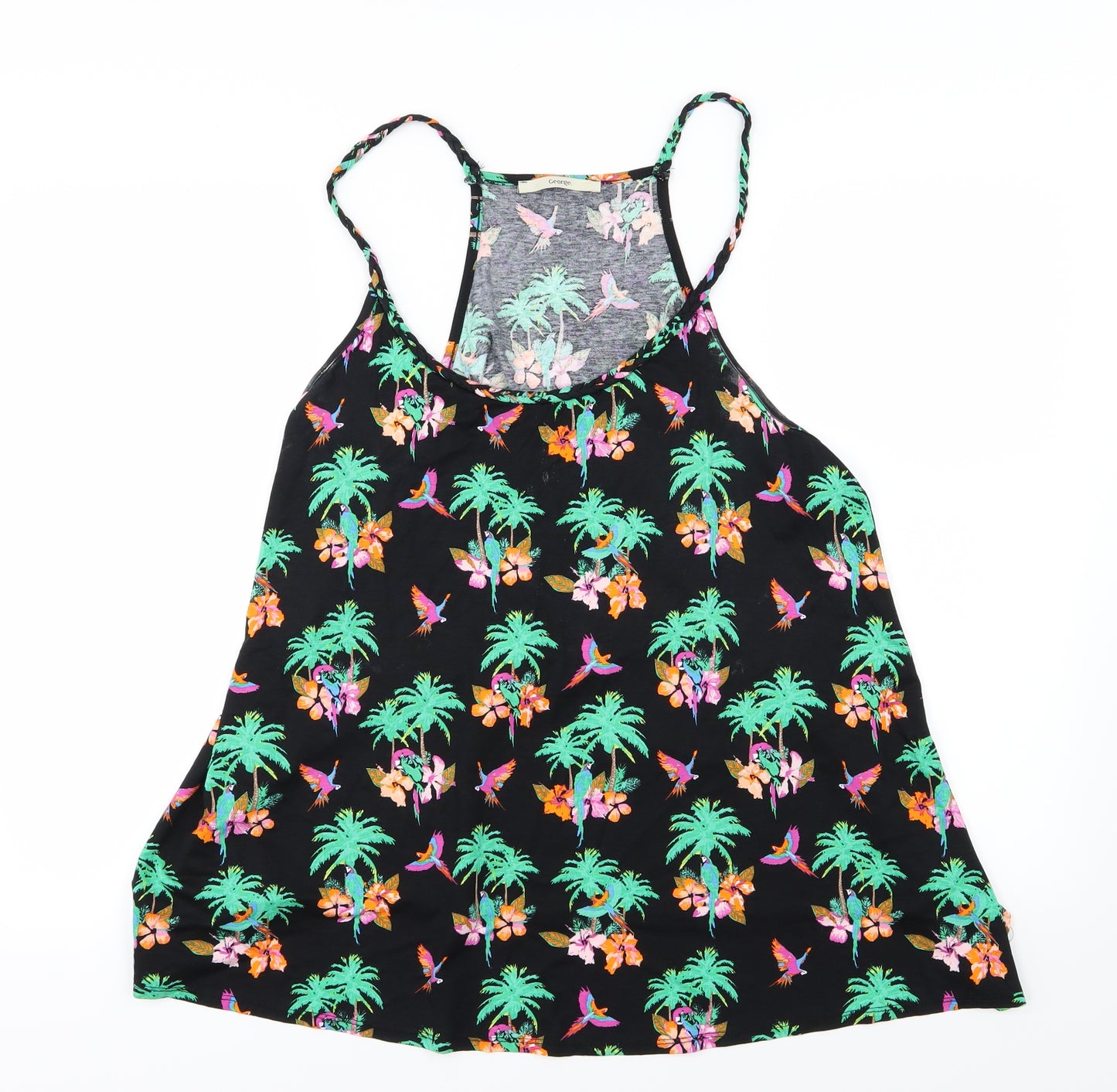 George Womens Black Floral Jersey Basic Tank Size 18