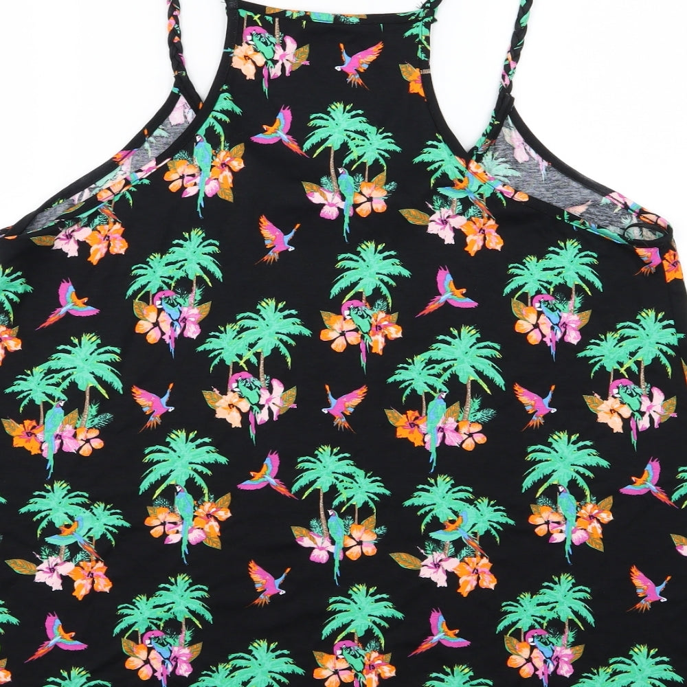 George Womens Black Floral Jersey Basic Tank Size 18