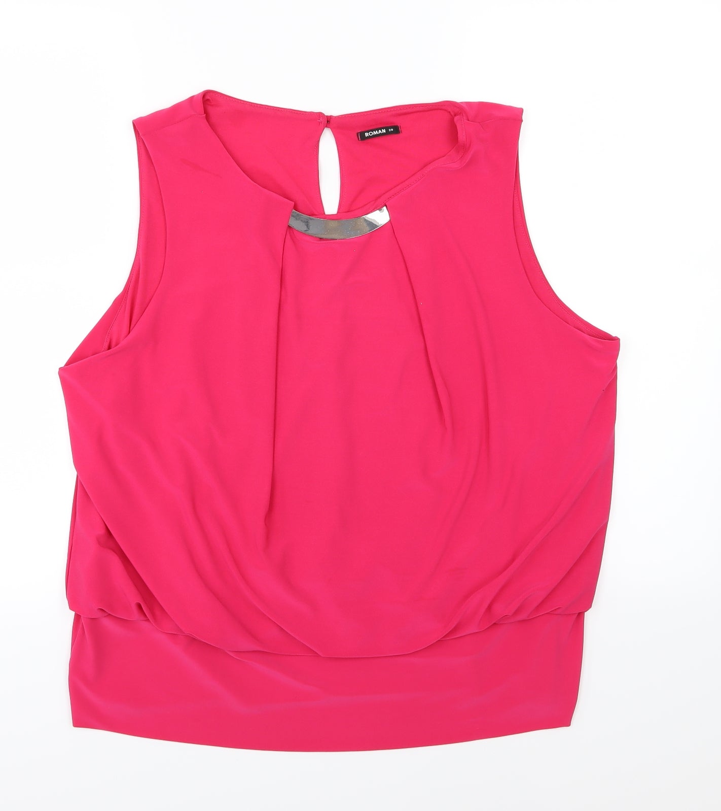 Roman Womens Pink  Chiffon Basic Blouse Size 20