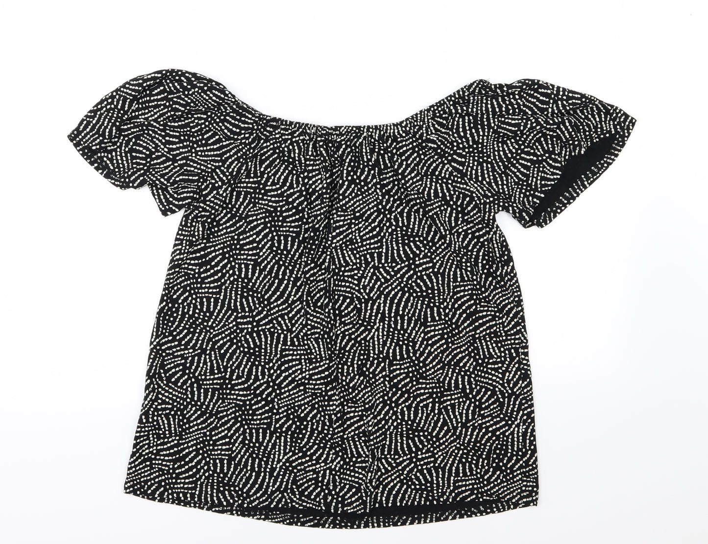 Peacocks Womens Black Animal Print  Basic T-Shirt Size 16