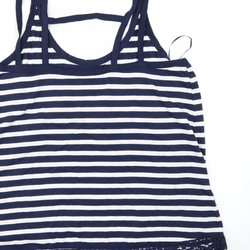 TU Womens Blue Striped Jersey Basic T-Shirt Size 18