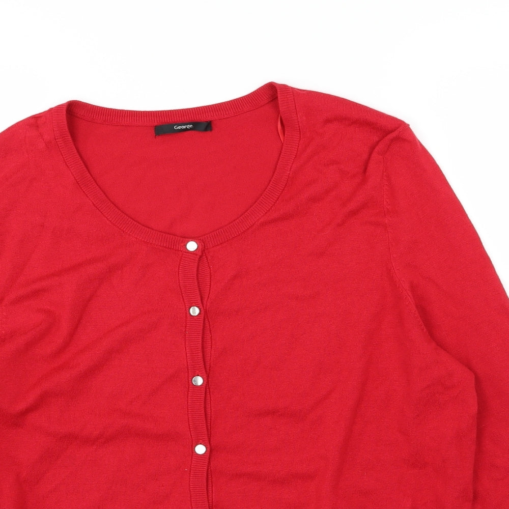 George Womens Red  Knit Cardigan Jumper Size 18