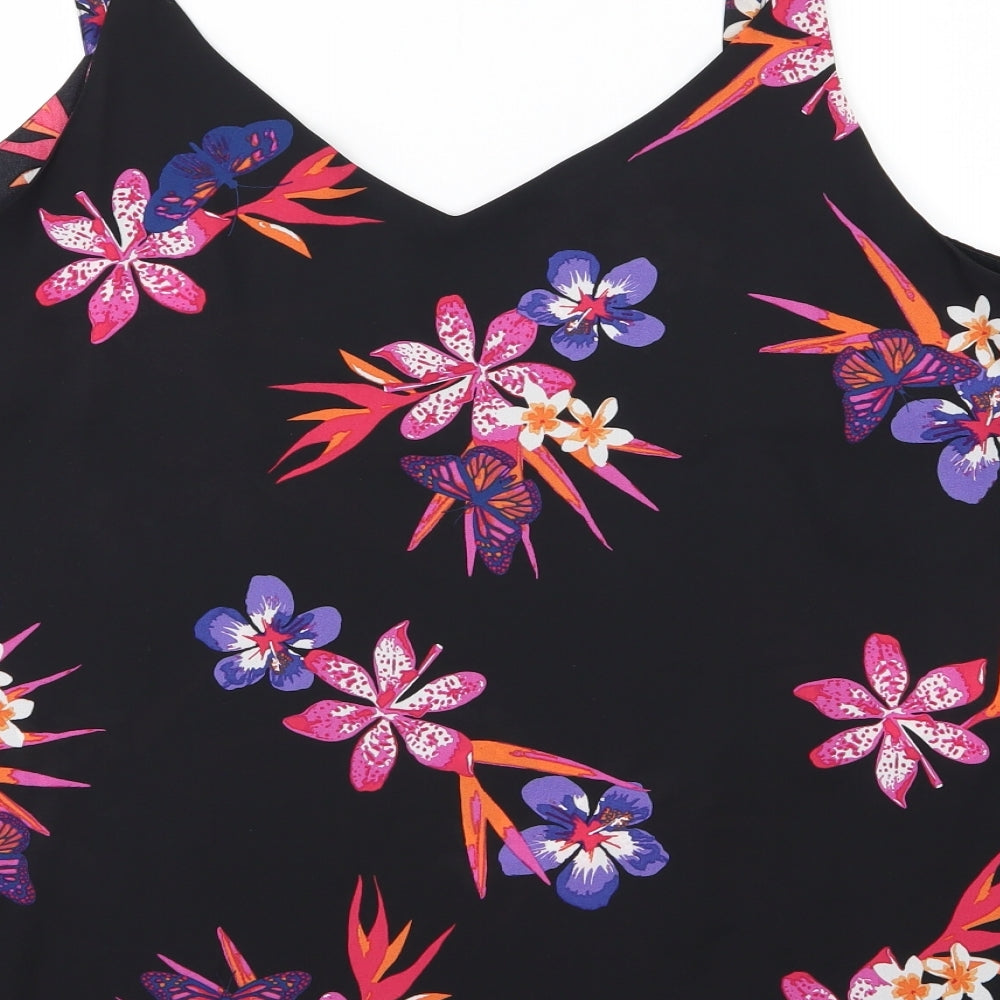 George Womens Black Floral Chiffon Camisole Tank Size 18