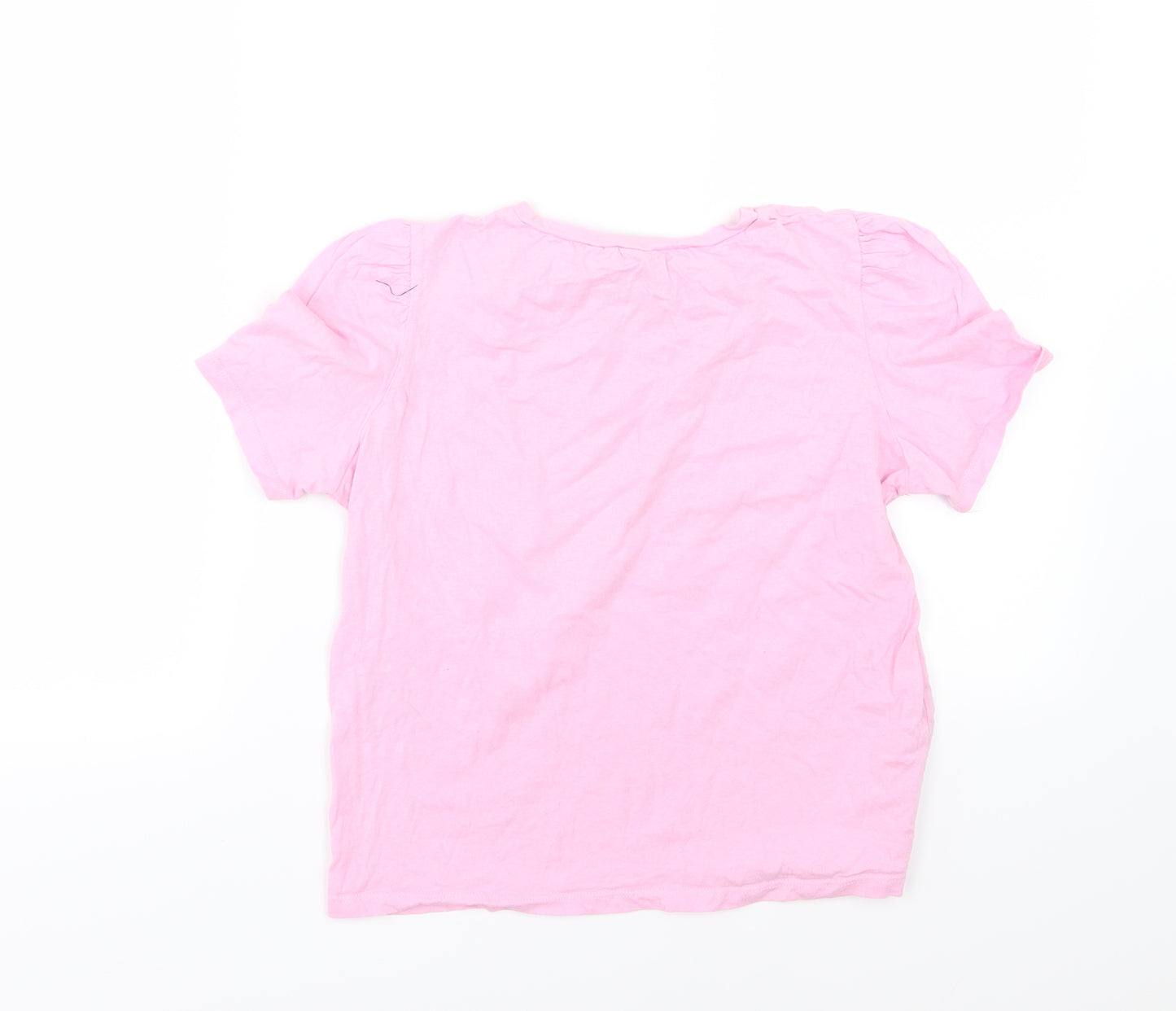 Zara Womens Pink  Jersey Basic T-Shirt Size L  - Mickey and Minnie Mouse Cropped