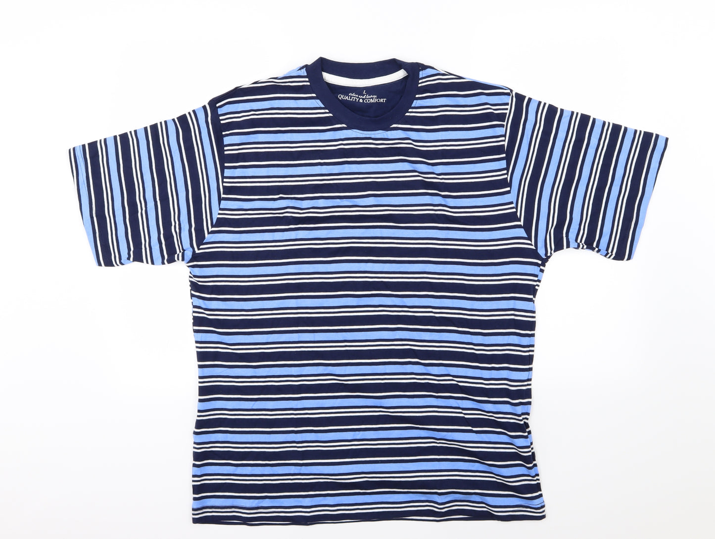 Peacocks Mens Blue Striped Jersey  T-Shirt Size L