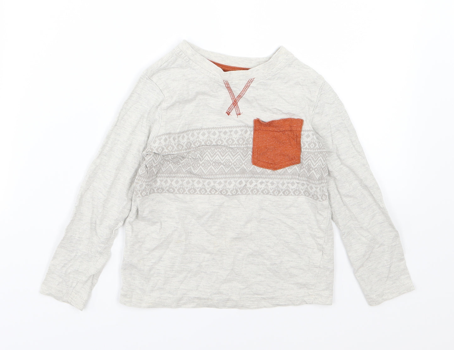 George Boys Grey Geometric Jersey Basic T-Shirt Size 3-4 Years