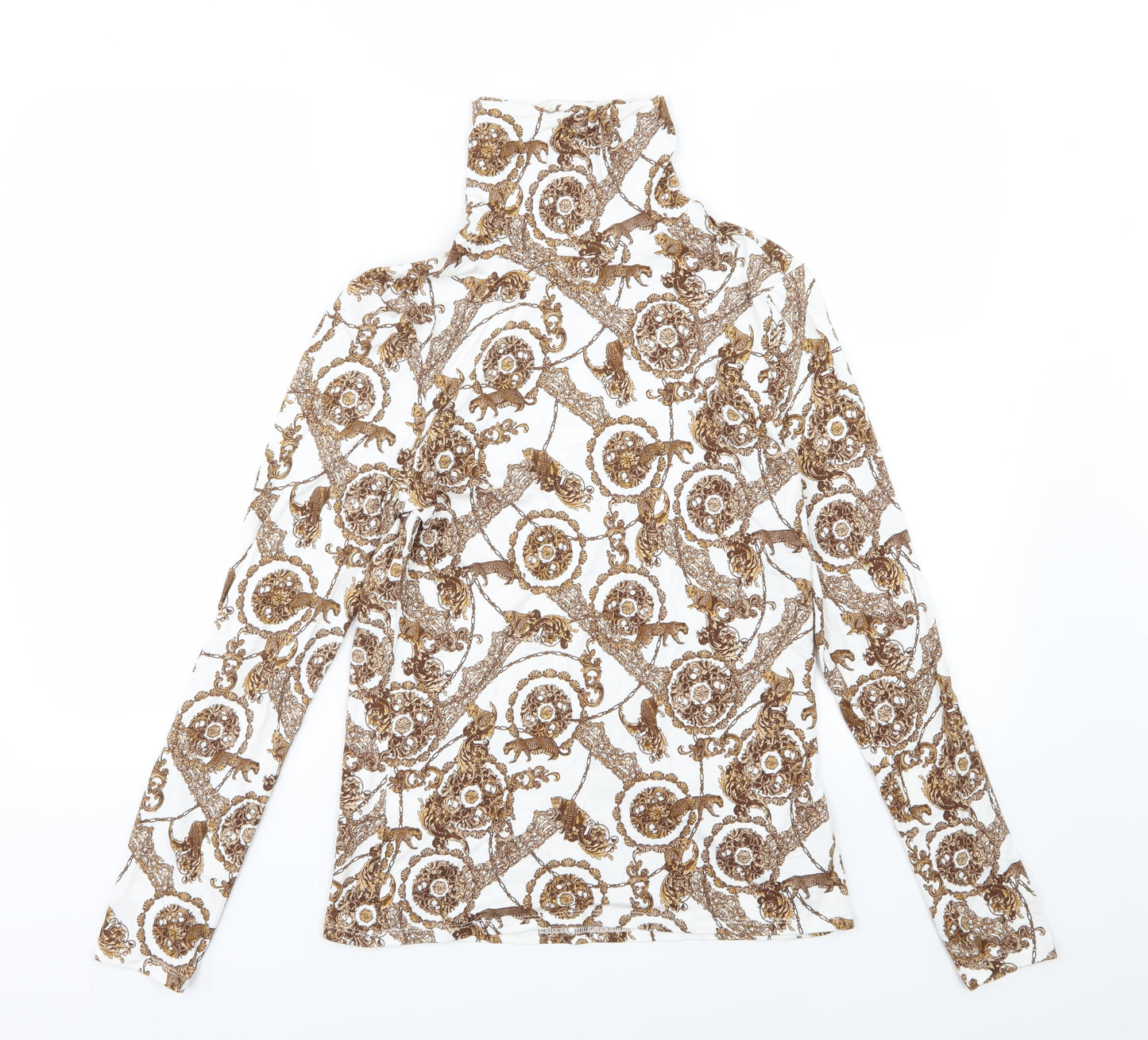 River Island Womens White Floral Jersey Basic T-Shirt Size 12  - Tiger