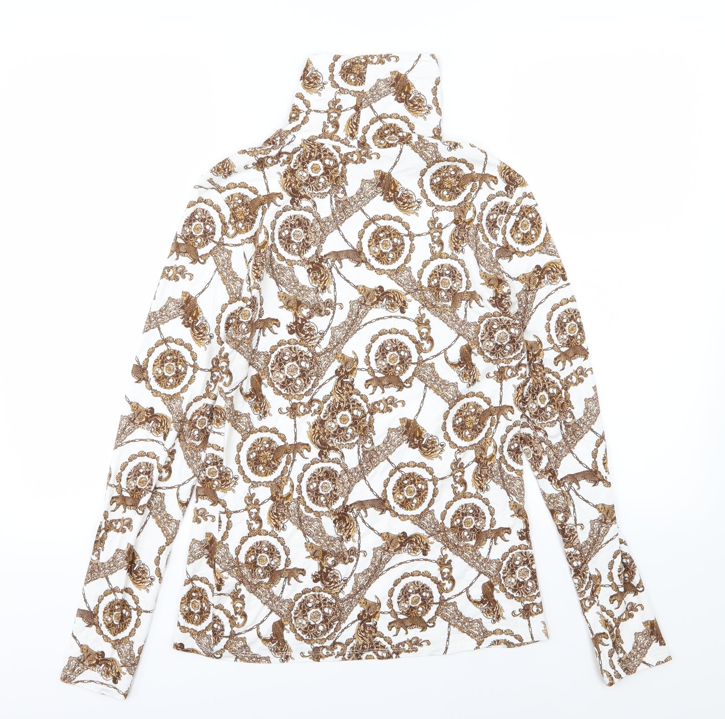 River Island Womens White Floral Jersey Basic T-Shirt Size 12  - Tiger