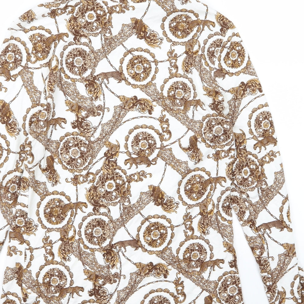 River Island Womens White Floral Jersey Basic T-Shirt Size 12  - Tiger