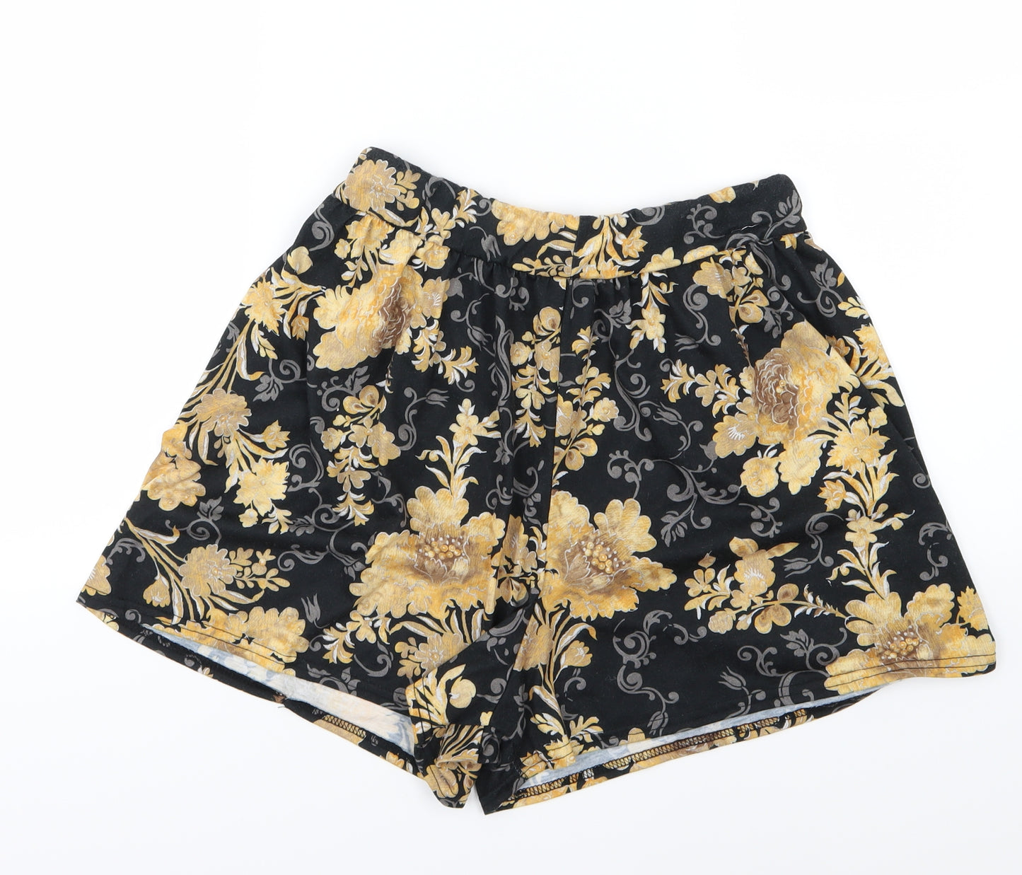 Boohoo Womens Black Floral  Sailor Shorts Size 18