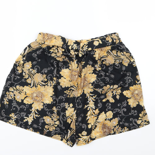Boohoo Womens Black Floral  Sailor Shorts Size 18