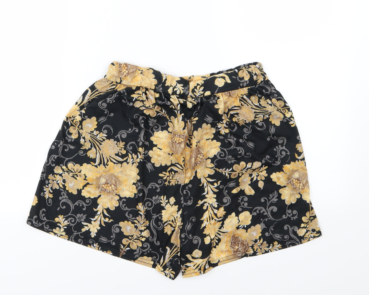Boohoo Womens Black Floral  Sailor Shorts Size 18