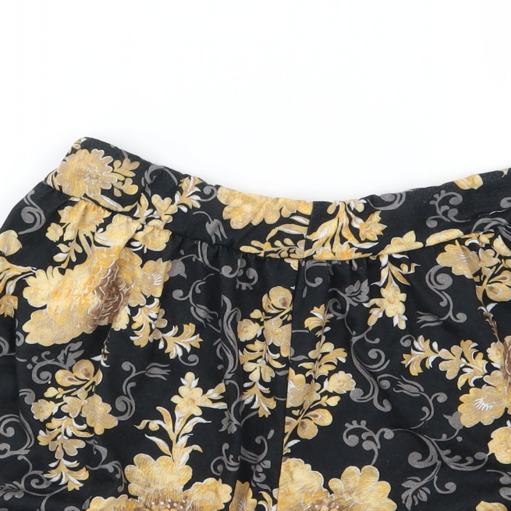Boohoo Womens Black Floral  Sailor Shorts Size 18