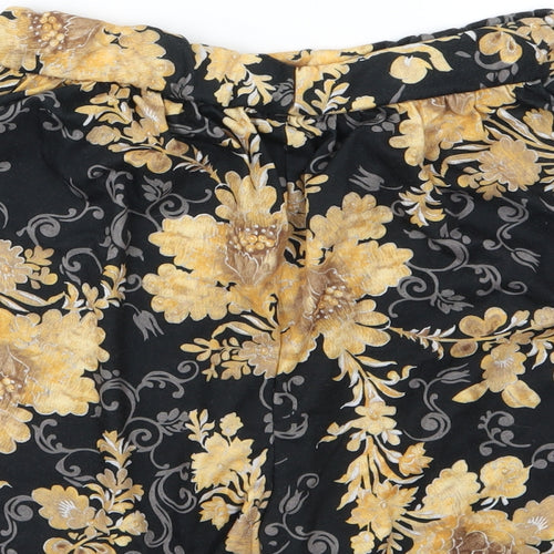 Boohoo Womens Black Floral  Sailor Shorts Size 18
