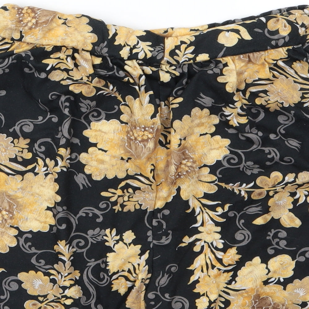 Boohoo Womens Black Floral  Sailor Shorts Size 18