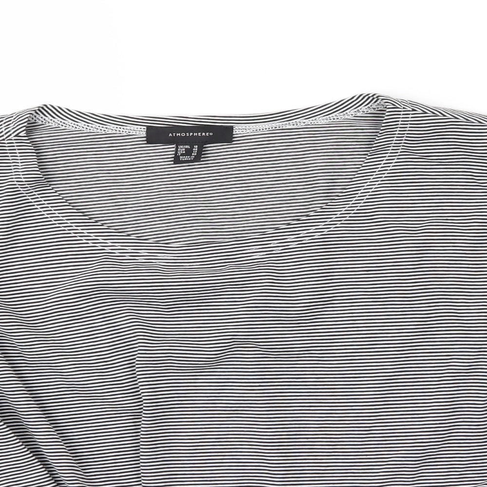 Atmosphere Womens Black Striped Jersey Basic T-Shirt Size 18  - tie front