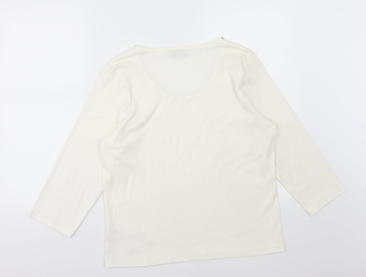 BHS Womens Ivory  Jersey Basic T-Shirt Size 20  - Beaded