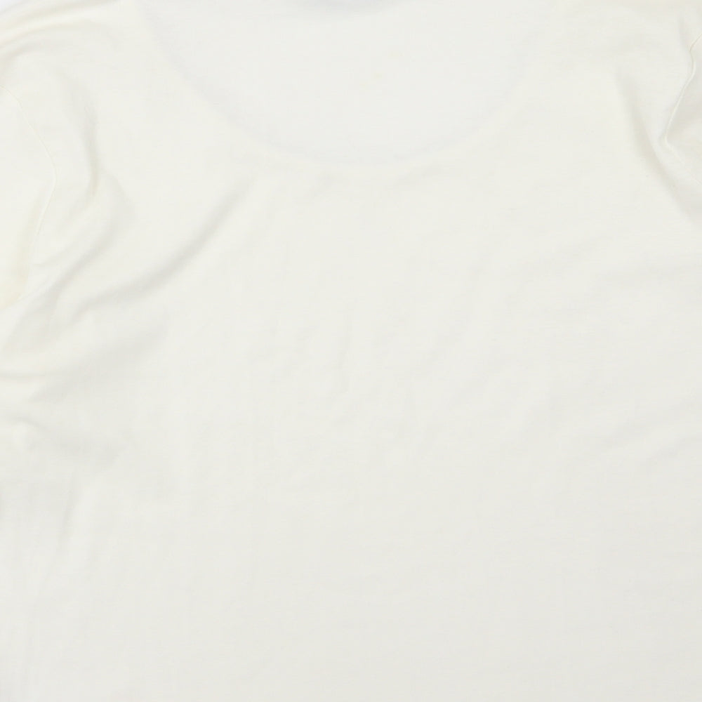 BHS Womens Ivory  Jersey Basic T-Shirt Size 20  - Beaded