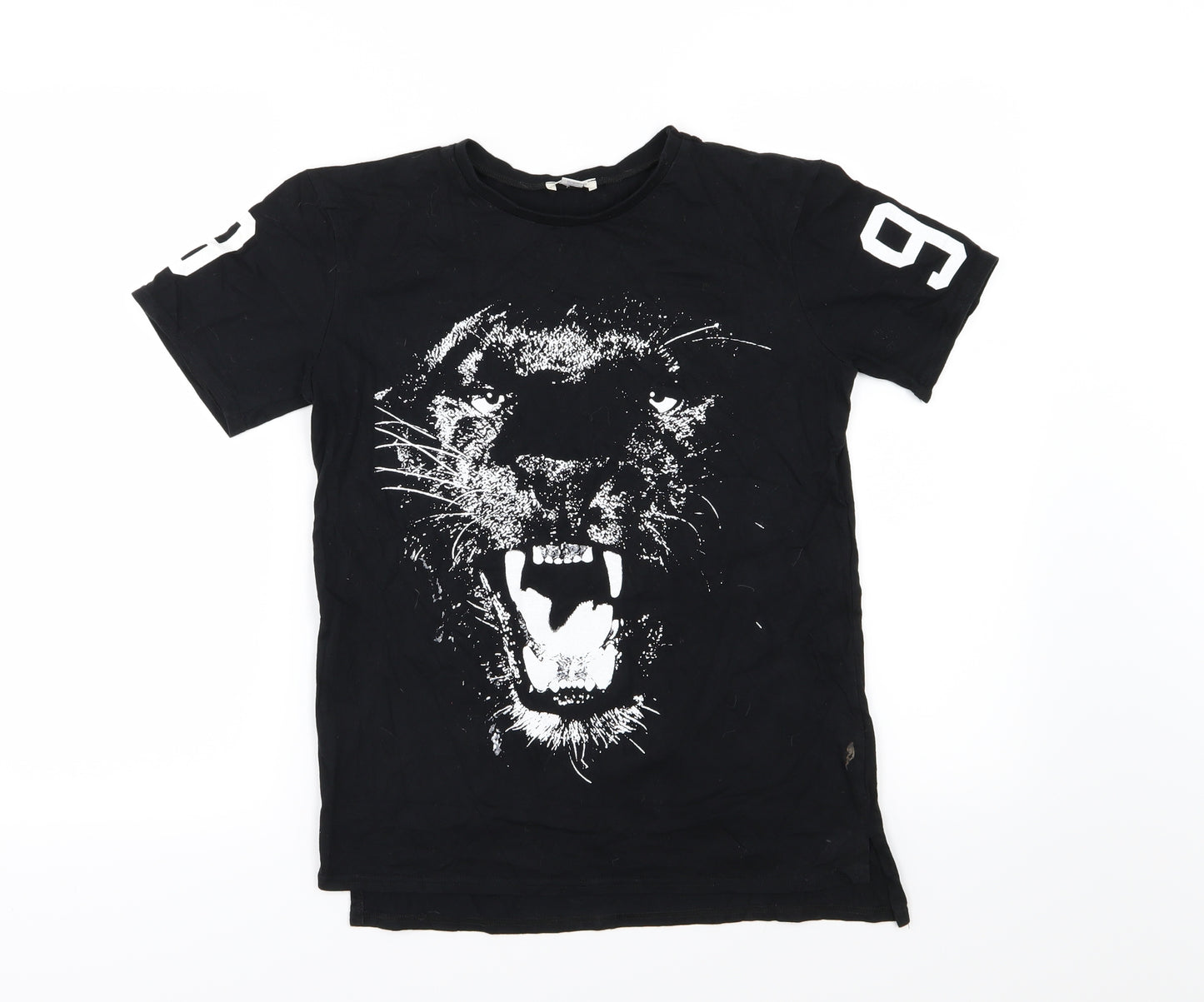 River Island Boys Black  Jersey Basic T-Shirt Size 11-12 Years  - Tiger