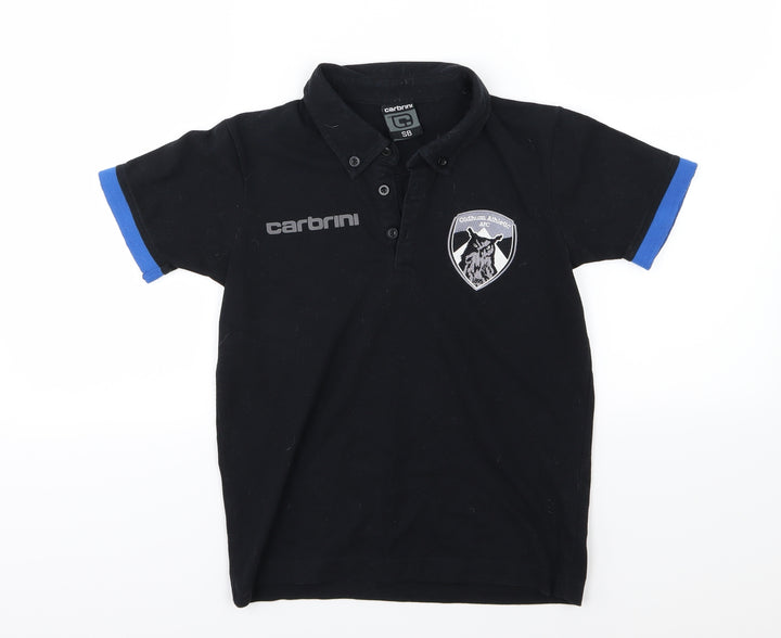 Carbini Boys Black Jersey Basic Polo Size S - Oldham Athletic