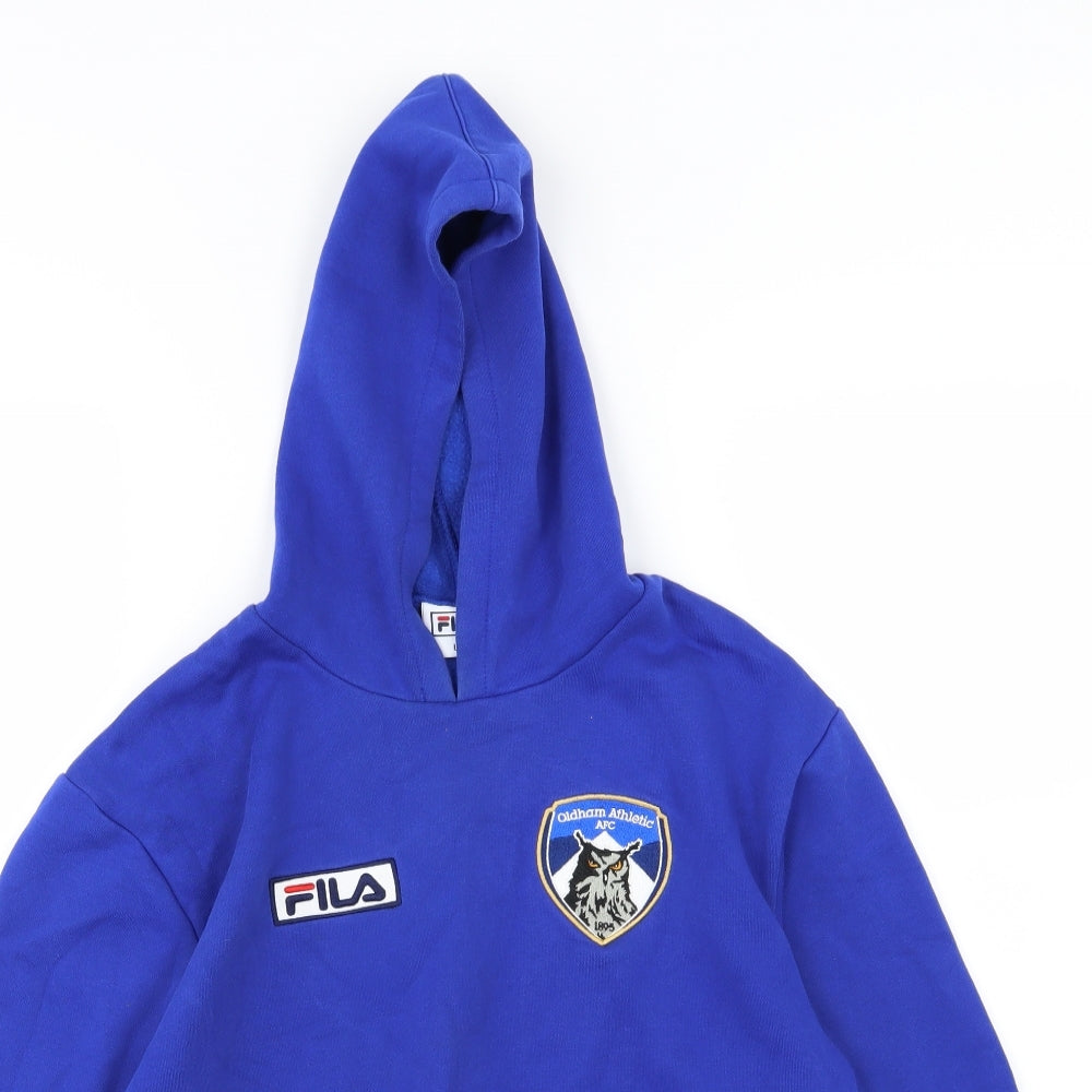FILA Boys Blue  Jersey Pullover Hoodie Size L  - Oldham Athletic