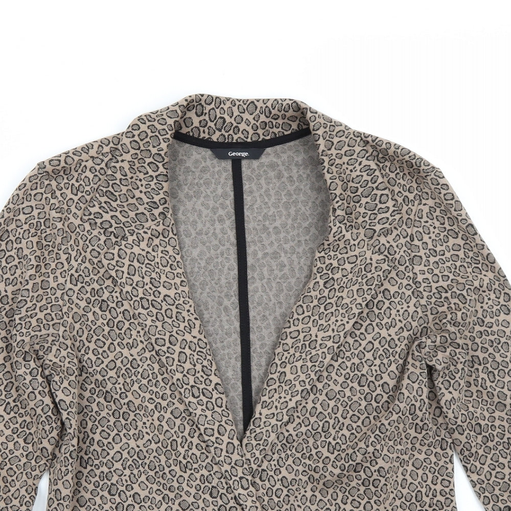 George Womens Brown Animal Print  Jacket Blazer Size 12