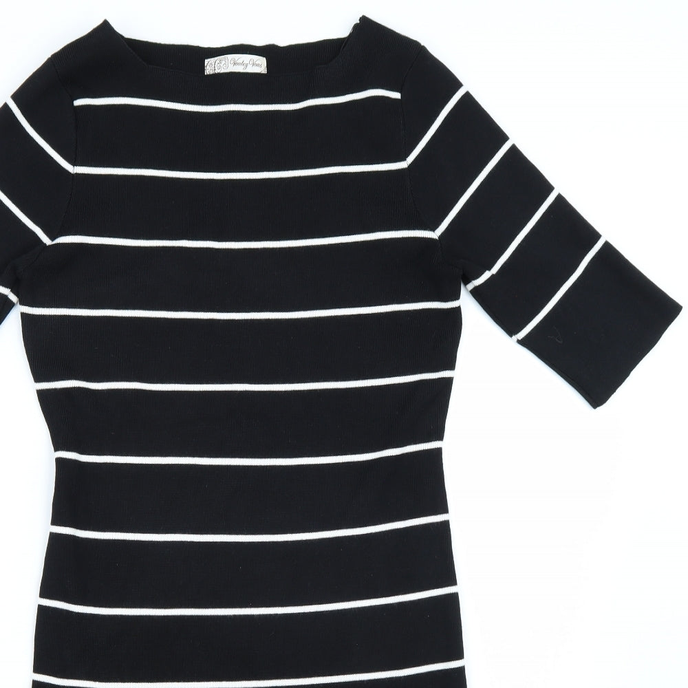 Preworn Womens Black Striped  A-Line  Size M