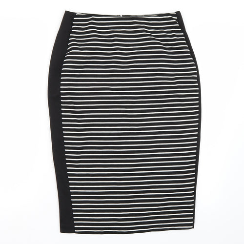 Primark Womens Black Striped  A-Line Skirt Size 10