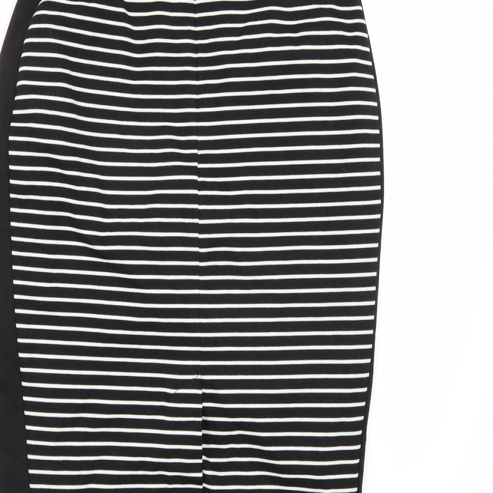 Primark Womens Black Striped  A-Line Skirt Size 10