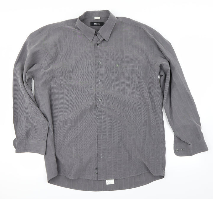 Melka Mens Grey Button-Up Size L