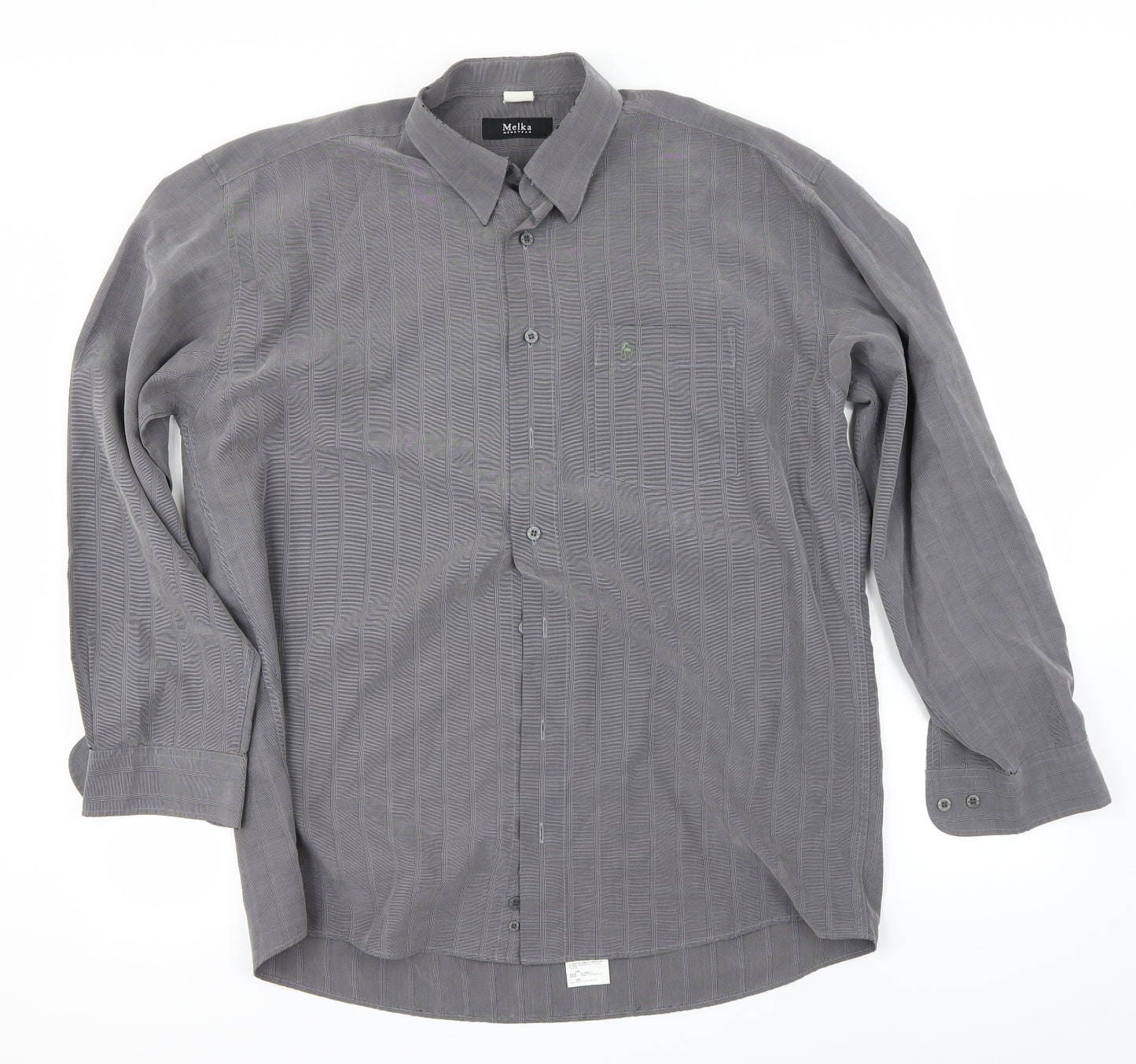 Melka Mens Grey    Button-Up Size L