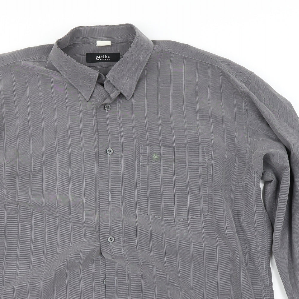 Melka Mens Grey    Button-Up Size L