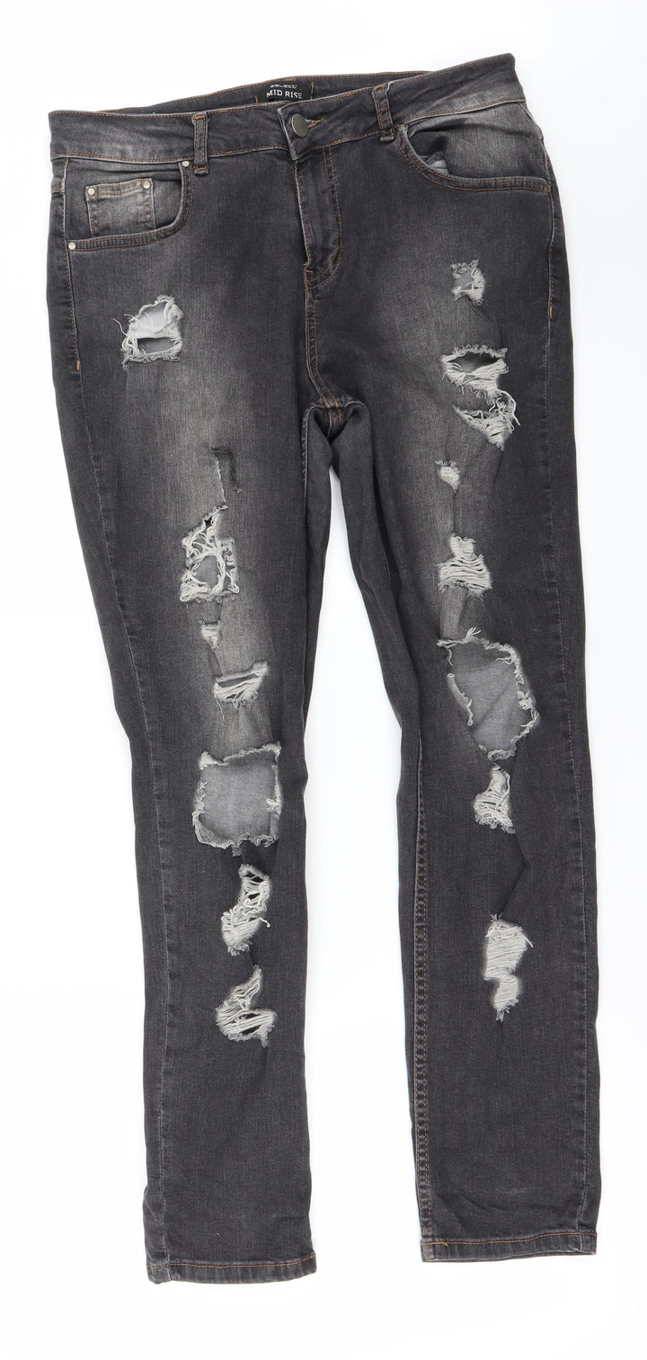 Selected Womens Grey   Straight Jeans Size 12 L27 in
