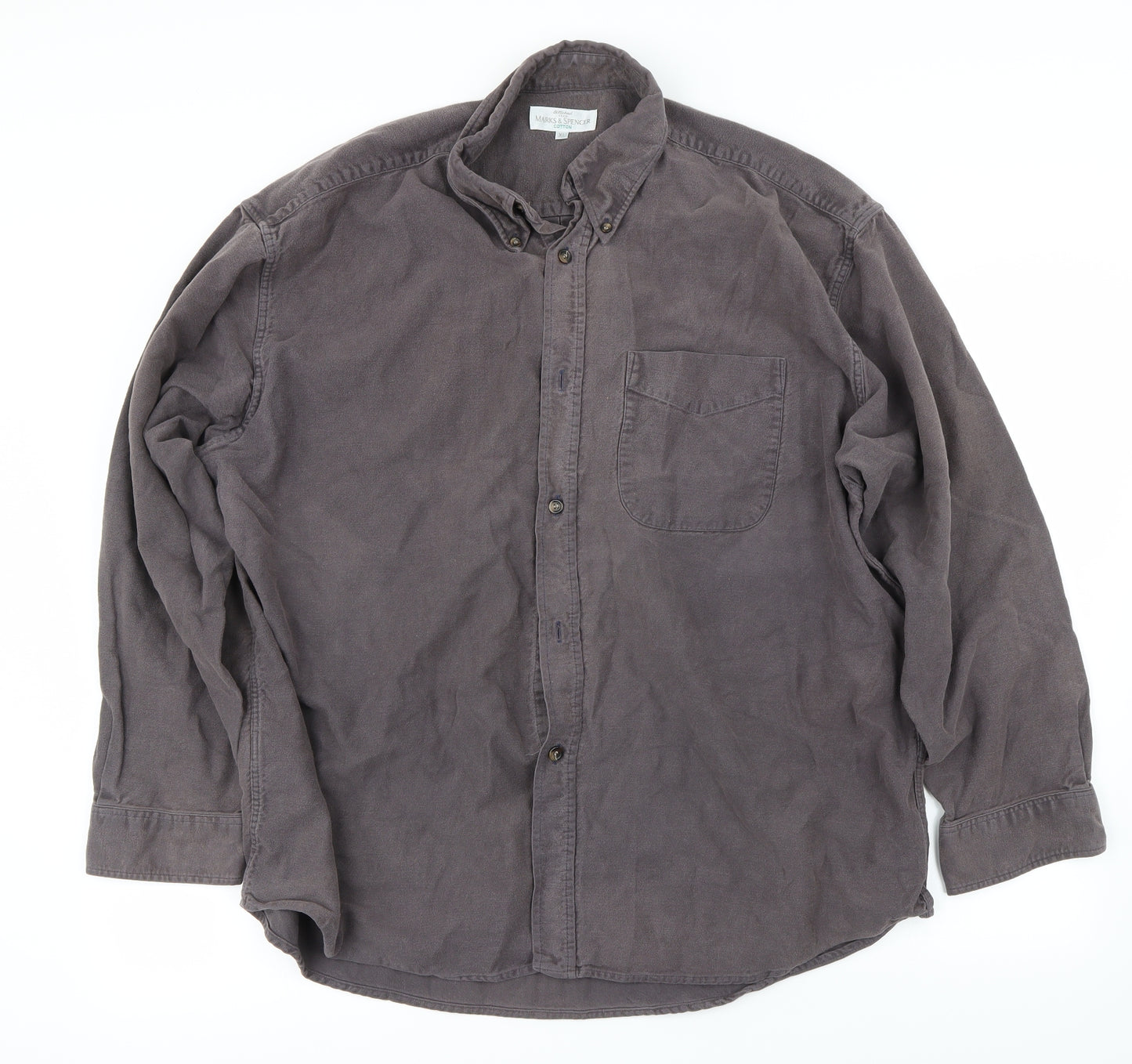 Marks and Spencer Mens Grey    Button-Up Size XL
