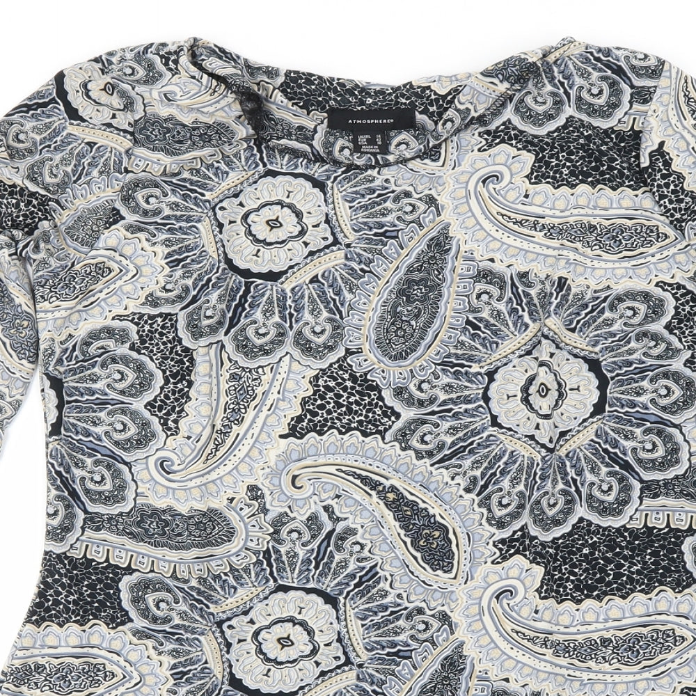 Atmosphere Womens Black Floral  A-Line  Size 14