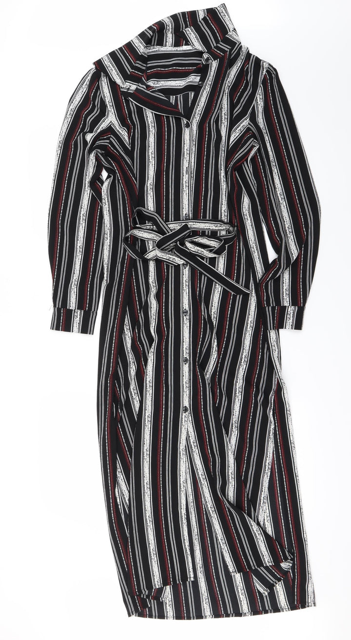 Preworn Womens Black Striped Bodycon Size XS
