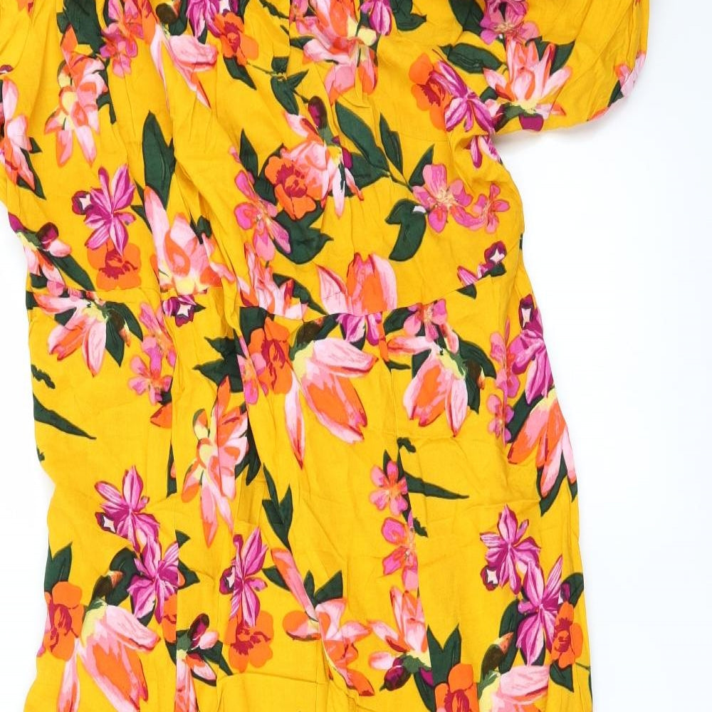 Simply Be Womens Yellow Floral  A-Line  Size 20