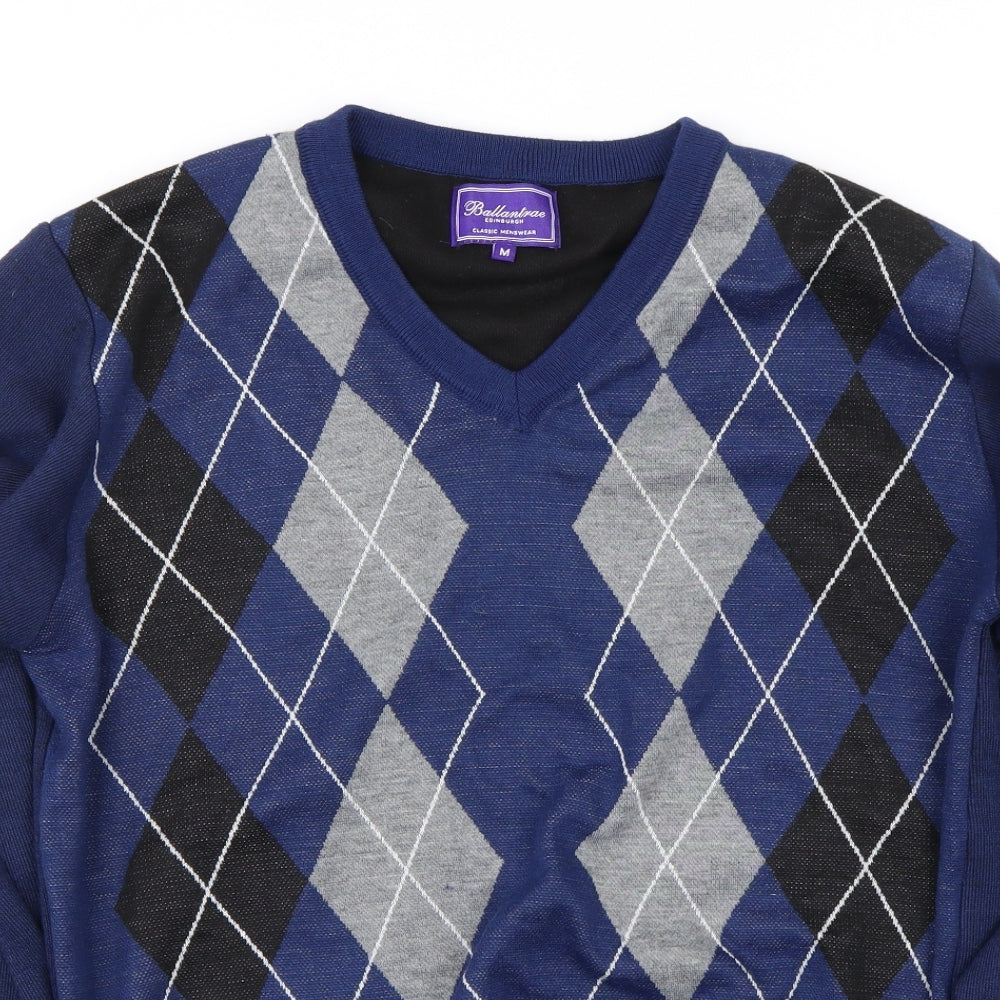 Preworn Mens Blue Herringbone  Pullover Jumper Size M