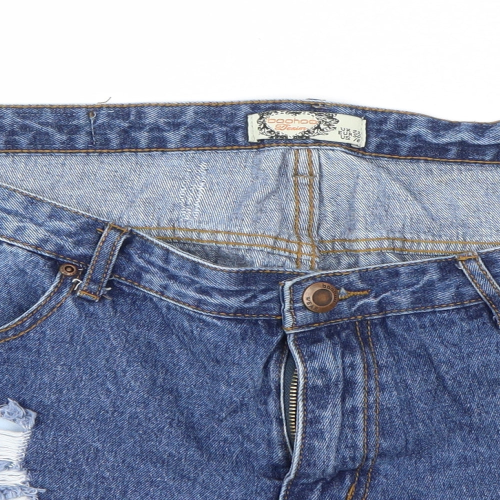 Boohoo Womens Blue   Cut-Off Shorts Size 22