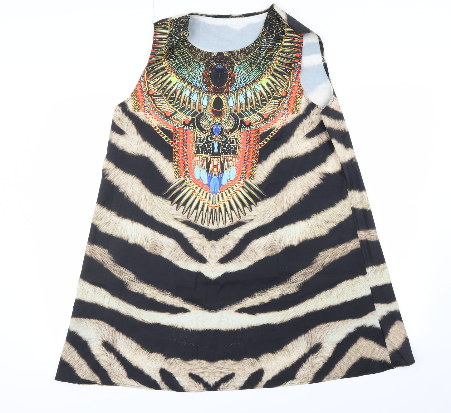 Preworn Womens Multicoloured Animal Print  Basic Blouse Size 2XL