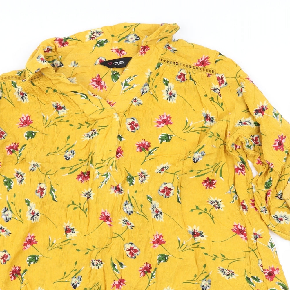 Preworn Womens Yellow Floral  Basic Blouse Size 20