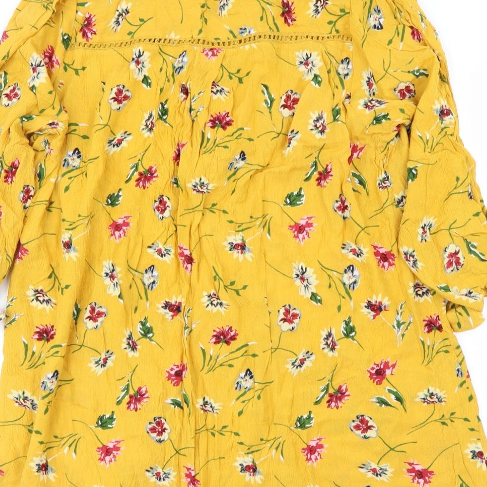 Preworn Womens Yellow Floral  Basic Blouse Size 20