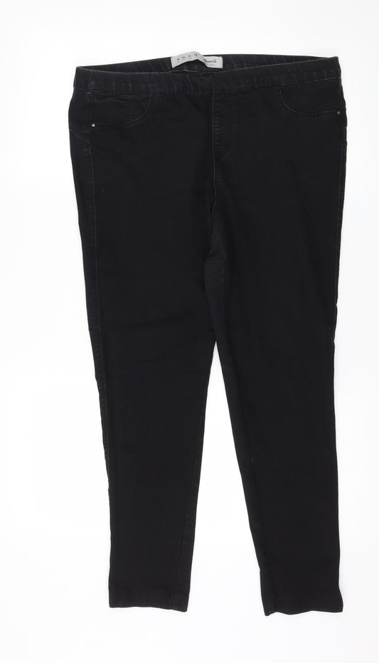 Front view of Denim & Co. women’s black jegging jeans, size UK 16, 26-inch leg