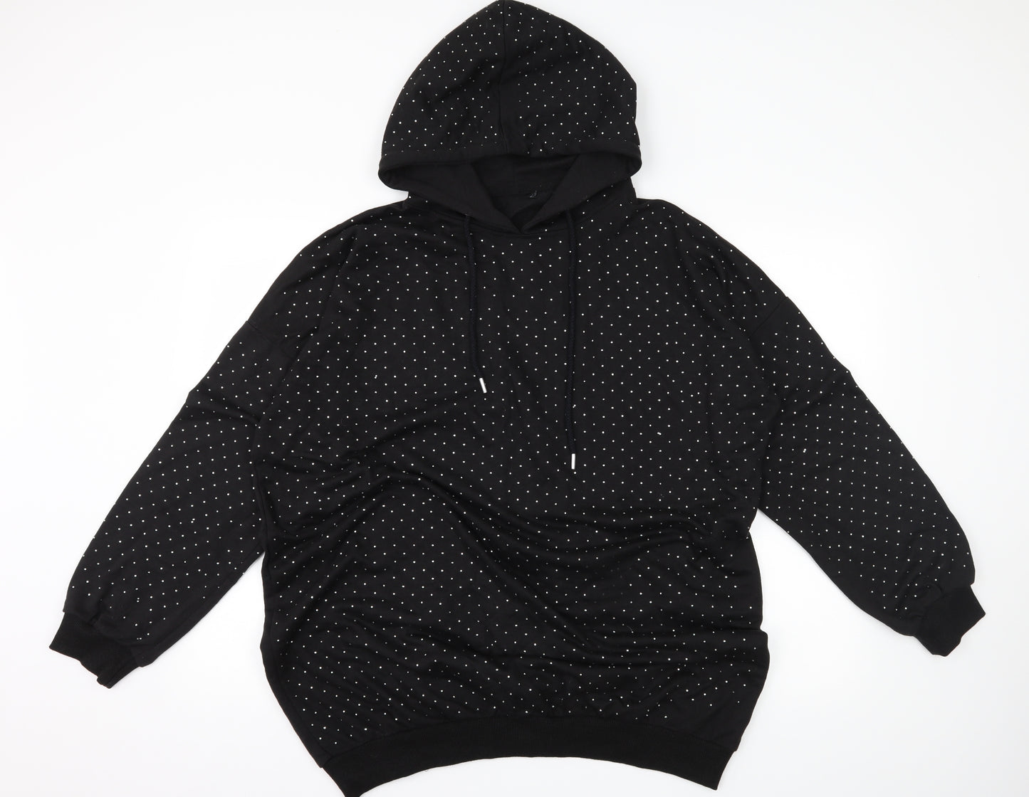 PRETTYLITTLETHING Womens Black  Jersey Pullover Hoodie Size 12