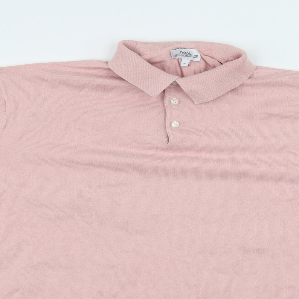 NEXT Mens Pink  Knit  Polo Size XL